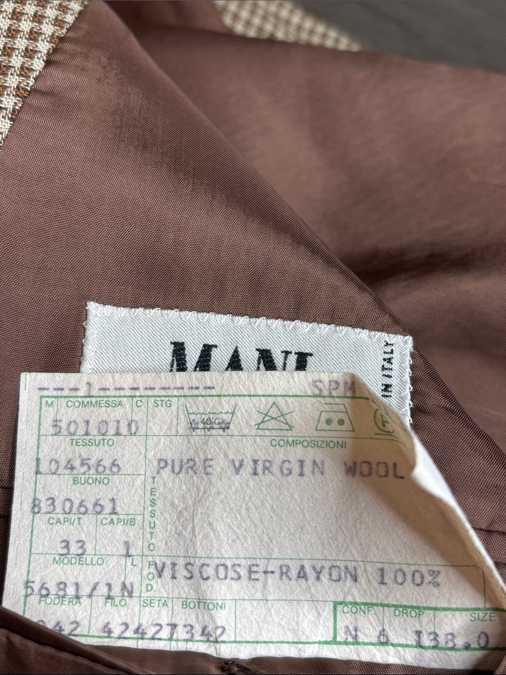 🤎Vintage MANI Armani Brown Houndstooth Blazer 38 Short Italian Wool  Saks 5th🤎 - Picture 16 of 16